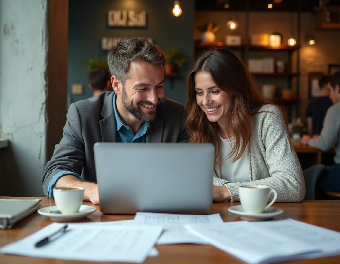 Deux joueurs collaborant sur des stratégies avancées pour Pedantix avec notes manuscrites dans un café
