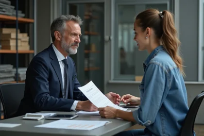 Homme d affaires en costume et jeune femme en casual lors d une réunion