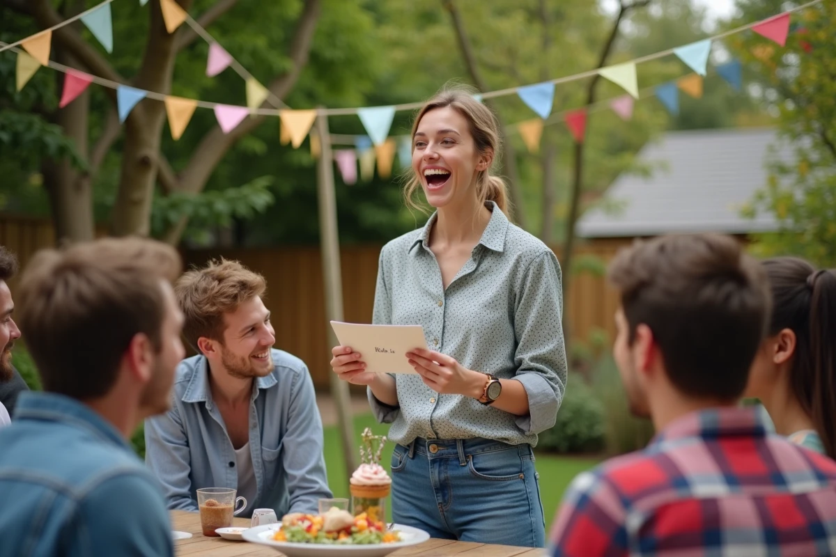 Jeune femme lisant une devinette lors d