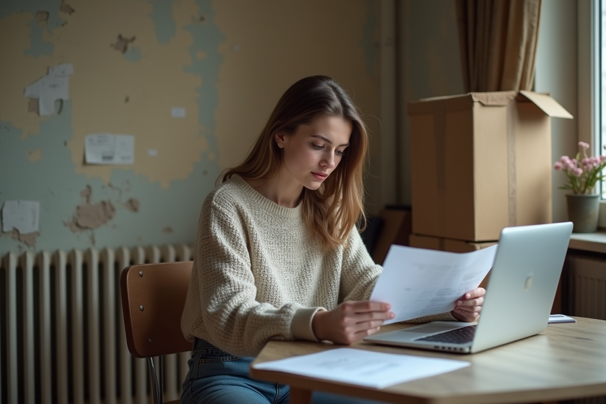 Jeune femme dans sa cuisine en transition