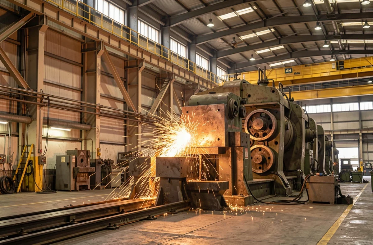 Intérieur d'une usine industrielle avec équipements de forge