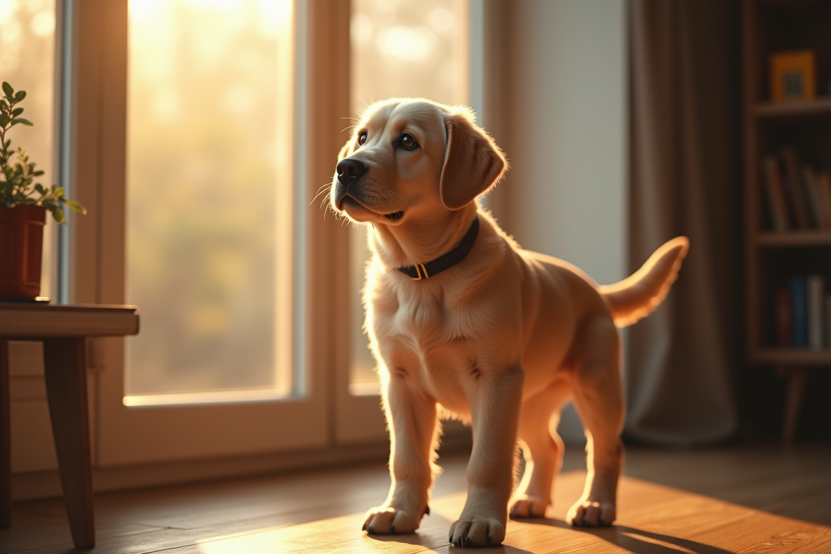 Labrador miniature debout près d