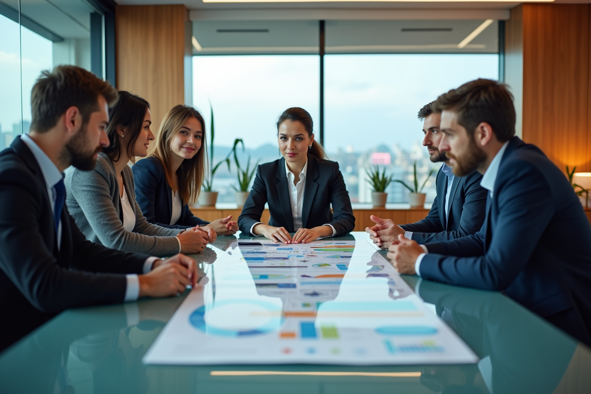 Groupe de professionnels discutant d